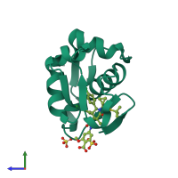 PDB entry 4wt2 coloured by chain, side view.