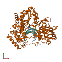 PDB entry 4wtf coloured by chain, front view.