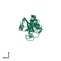 PDB entry 4wuw coloured by chain, side view.