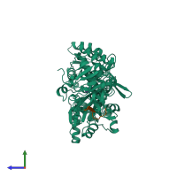 PDB entry 4wvj coloured by chain, side view.