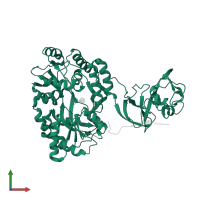 Maltose/maltodextrin-binding periplasmic protein in PDB entry 4wvj, assembly 1, front view.