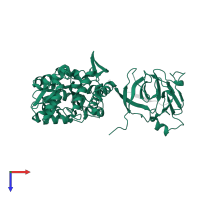 Maltose/maltodextrin-binding periplasmic protein in PDB entry 4wvj, assembly 1, top view.