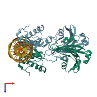 PDB entry 4wwc coloured by chain, top view.
