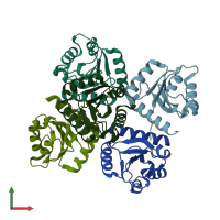 PDB entry 4wxm coloured by chain, front view.