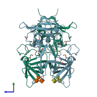 PDB entry 4wzl coloured by chain, side view.