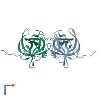 PDB entry 4x2y coloured by chain, top view.