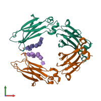 PDB entry 4x98 coloured by chain, front view.