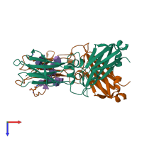 PDB entry 4x98 coloured by chain, top view.