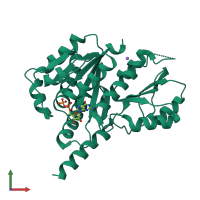 PDB entry 4xcq coloured by chain, front view.