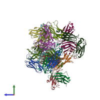 PDB entry 4xcy coloured by chain, side view.