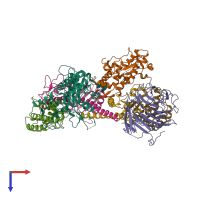 PDB entry 4xei coloured by chain, top view.