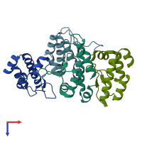 PDB entry 4xht coloured by chain, top view.