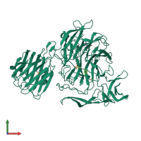 PDB entry 4xhx coloured by chain, front view.