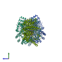 PDB entry 4xlo coloured by chain, side view.