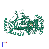 PDB entry 4xm8 coloured by chain, top view.