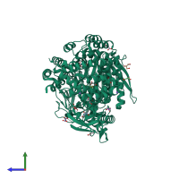 PDB entry 4xna coloured by chain, side view.