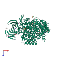 PDB entry 4xna coloured by chain, top view.