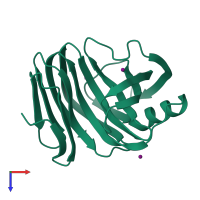 PDB entry 4xpv coloured by chain, top view.