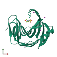 PDB entry 4xqw coloured by chain, front view.