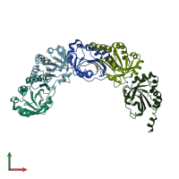 PDB entry 4xs6 coloured by chain, front view.