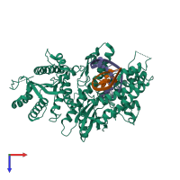 PDB entry 4xvm coloured by chain, top view.