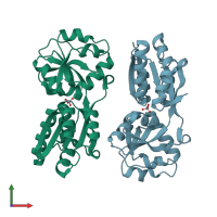 PDB entry 4xxu coloured by chain, front view.