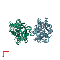 PDB entry 4xxu coloured by chain, top view.