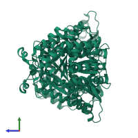 1-deoxy-D-xylulose 5-phosphate reductoisomerase, apicoplastic in PDB entry 4y67, assembly 1, side view.