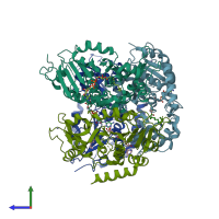 PDB entry 4y6q coloured by chain, side view.