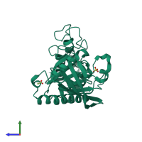 PDB entry 4yaa coloured by chain, side view.