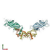PDB entry 4yci coloured by chain, front view.