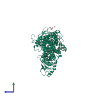 PDB entry 4ycn coloured by chain, side view.