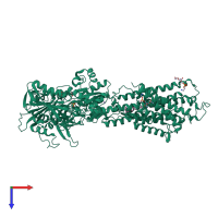 PDB entry 4ycn coloured by chain, top view.
