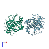 PDB entry 4yeh coloured by chain, top view.