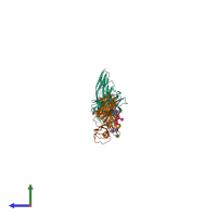 PDB entry 4yh7 coloured by chain, side view.