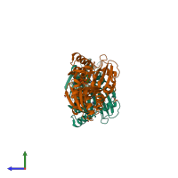 PDB entry 4yjf coloured by chain, side view.