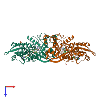 PDB entry 4yjf coloured by chain, top view.