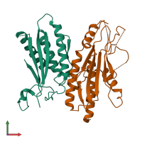 PDB entry 4yk8 coloured by chain, front view.