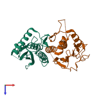 PDB entry 4yk8 coloured by chain, top view.