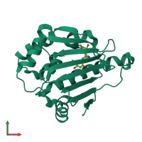 PDB entry 4ykt coloured by chain, front view.