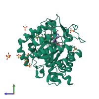 PDB entry 4ylw coloured by chain, side view.