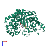 PDB entry 4ync coloured by chain, top view.