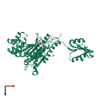 PDB entry 4yp0 coloured by chain, top view.