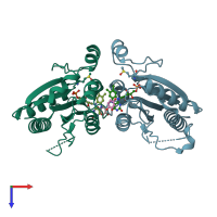 PDB entry 4yqe coloured by chain, top view.