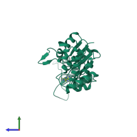 PDB entry 4yqj coloured by chain, side view.