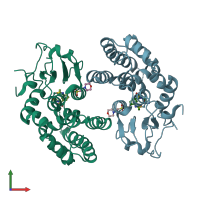 PDB entry 4yqu coloured by chain, front view.