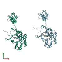 PDB entry 4yrm coloured by chain, front view.