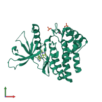 PDB entry 4ytf coloured by chain, front view.