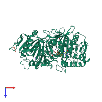 PDB entry 4yw9 coloured by chain, top view.