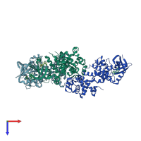 PDB entry 4yz9 coloured by chain, top view.